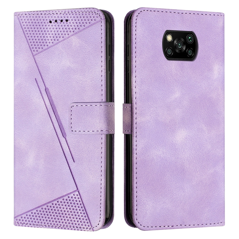 Xiaomi Poco X3 NFC Dream Triangle Leather Wallet Phone Case with Lanyard, Card Slot, Cash Compartment, Foldable Kickstand, Shockproof PU TPU Protective Cover