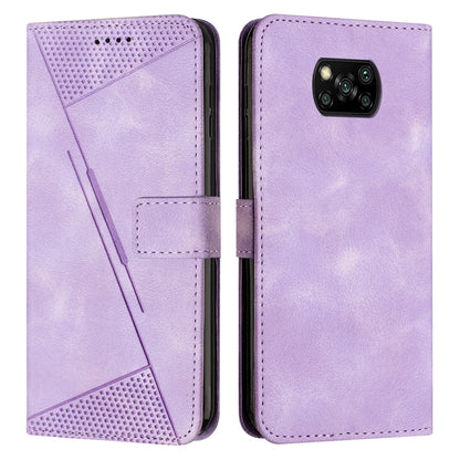 Xiaomi Poco X3 NFC Dream Triangle Leather Wallet Phone Case with Lanyard, Card Slot, Cash Compartment, Foldable Kickstand, Shockproof PU TPU Protective Cover