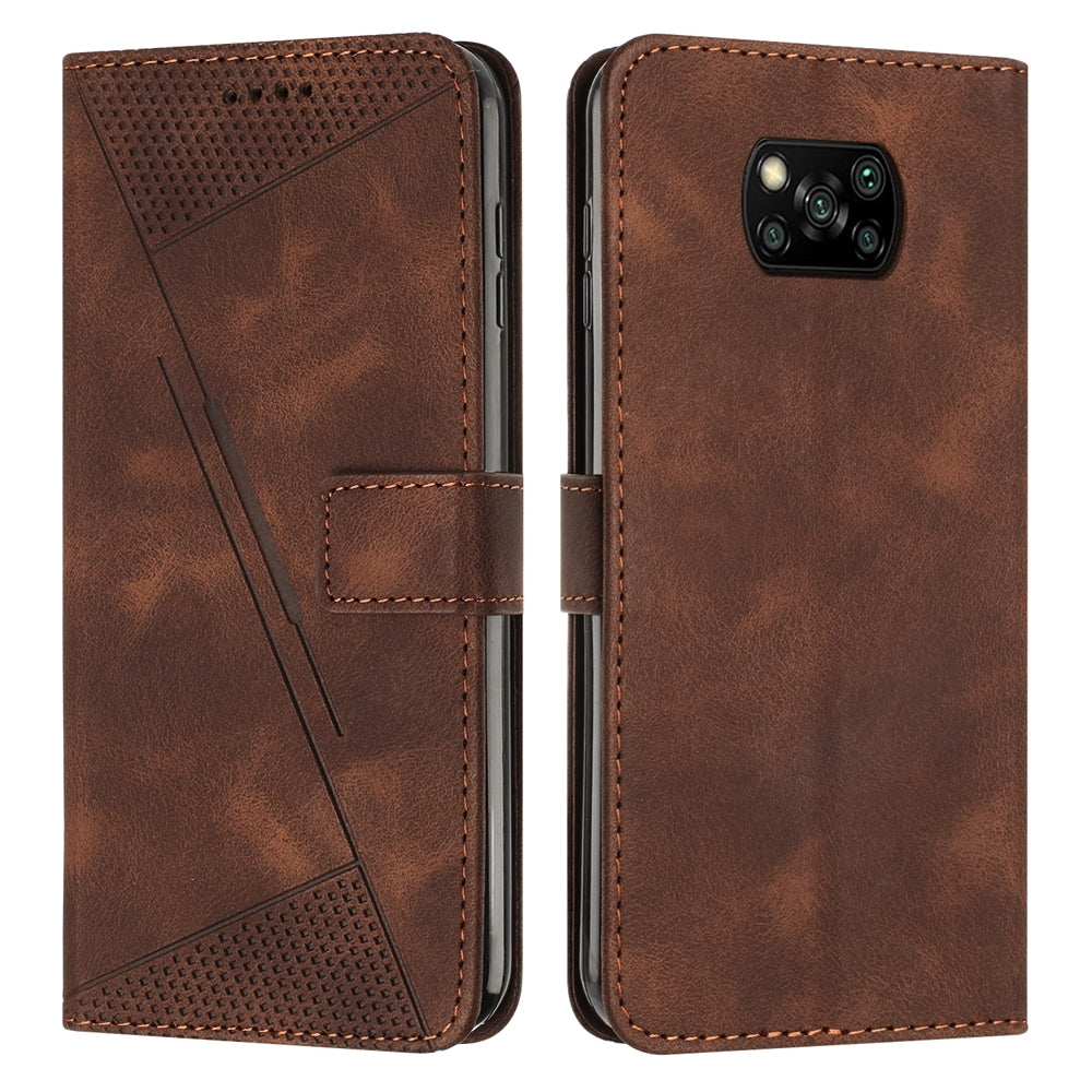 Xiaomi Poco X3 Dream Triangle Leather Wallet Phone Case with Lanyard, Card Slot, Cash Compartment, Foldable Kickstand, Shockproof PU TPU Protective Cover
