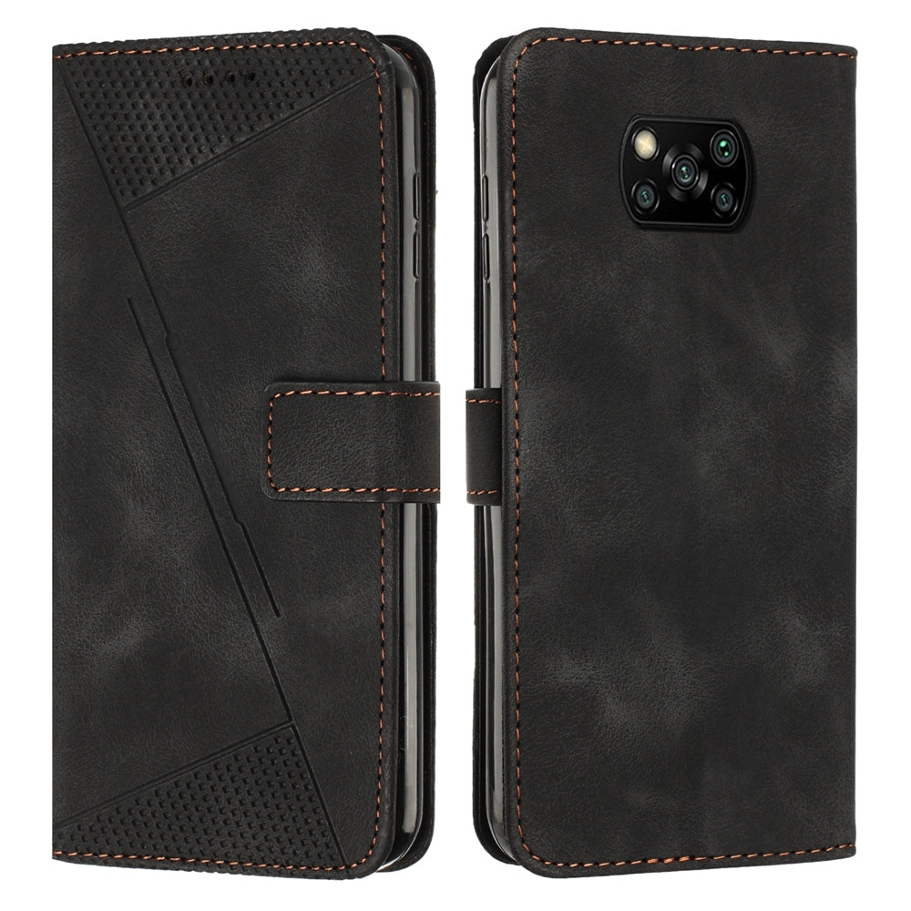 Xiaomi Poco X3 Dream Triangle Leather Wallet Phone Case with Lanyard, Card Slot, Cash Compartment, Foldable Kickstand, Shockproof PU TPU Protective Cover