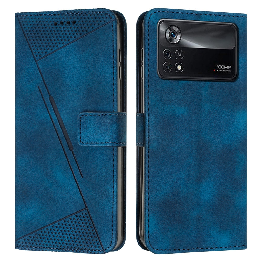 Xiaomi Poco X4 Pro 5G Dream Triangle Leather Wallet Phone Case with Lanyard, Card Slot, Cash Compartment, Foldable Kickstand, Shockproof PU TPU Protective Cover