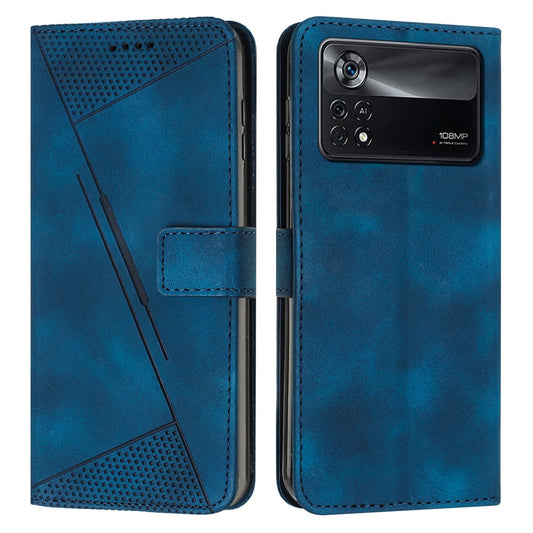Xiaomi Poco X4 Pro 5G Dream Triangle Leather Wallet Phone Case with Lanyard, Card Slot, Cash Compartment, Foldable Kickstand, Shockproof PU TPU Protective Cover