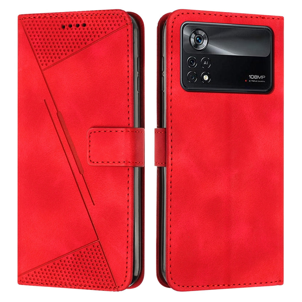Xiaomi Poco X4 Pro 5G Dream Triangle Leather Wallet Phone Case with Lanyard, Card Slot, Cash Compartment, Foldable Kickstand, Shockproof PU TPU Protective Cover