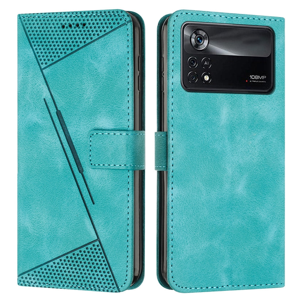 Xiaomi Poco X4 Pro 5G Dream Triangle Leather Wallet Phone Case with Lanyard, Card Slot, Cash Compartment, Foldable Kickstand, Shockproof PU TPU Protective Cover