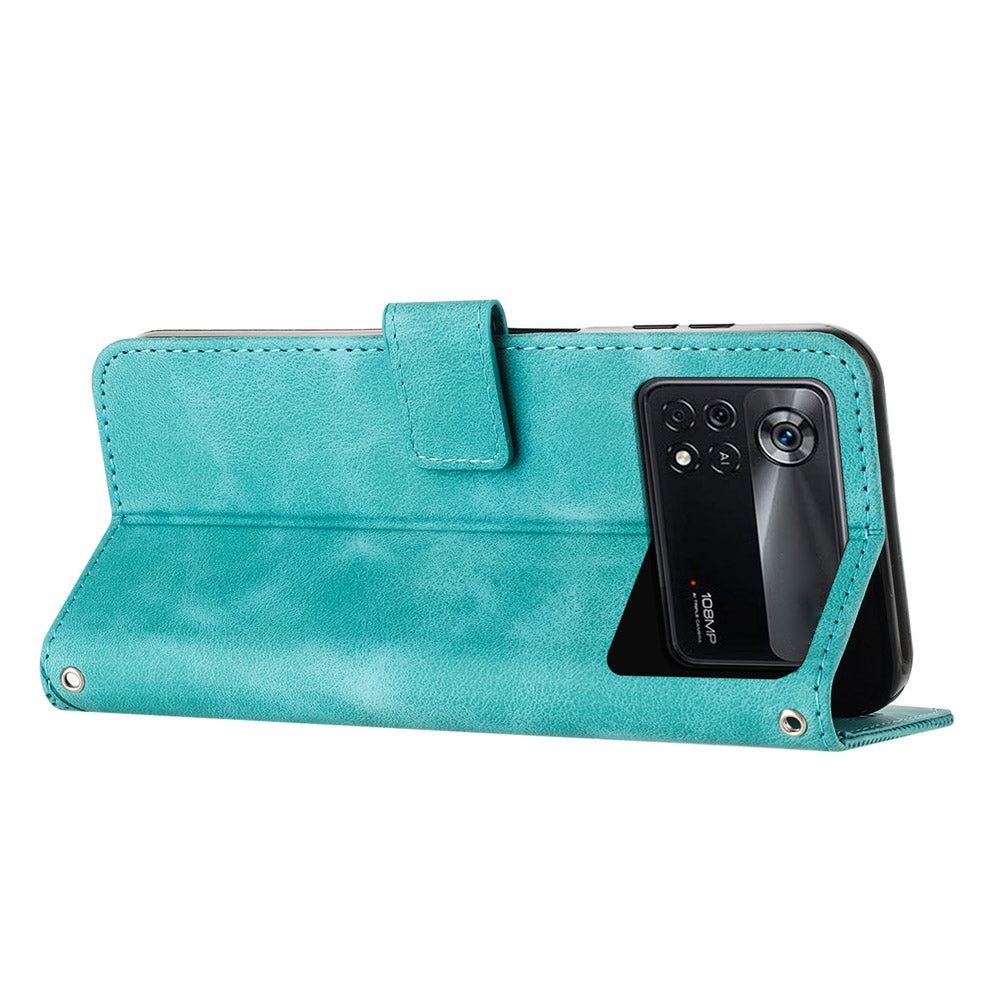 Xiaomi Poco X4 Pro 5G Dream Triangle Leather Wallet Phone Case with Lanyard, Card Slot, Cash Compartment, Foldable Kickstand, Shockproof PU TPU Protective Cover