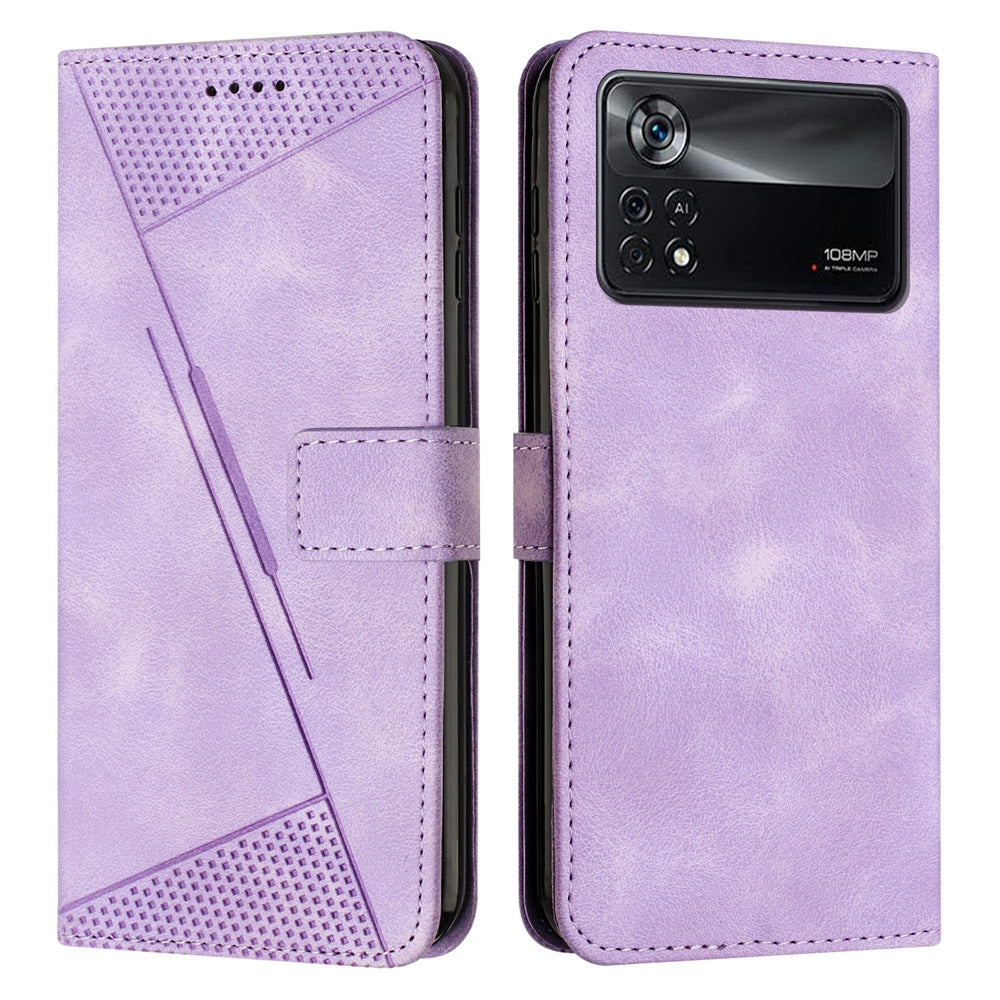 Xiaomi Poco X4 Pro 5G Dream Triangle Leather Wallet Phone Case with Lanyard, Card Slot, Cash Compartment, Foldable Kickstand, Shockproof PU TPU Protective Cover