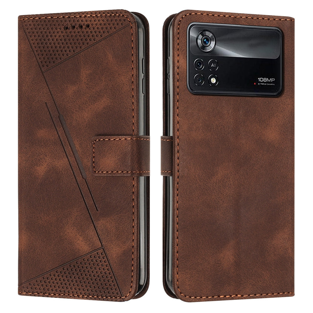 Xiaomi Poco X4 Pro 5G Dream Triangle Leather Wallet Phone Case with Lanyard, Card Slot, Cash Compartment, Foldable Kickstand, Shockproof PU TPU Protective Cover