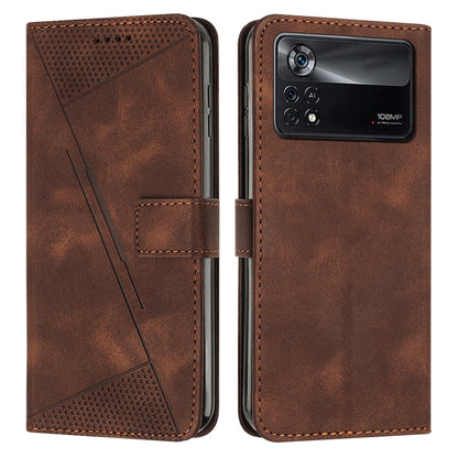 Xiaomi Poco X4 Pro 5G Dream Triangle Leather Wallet Phone Case with Lanyard, Card Slot, Cash Compartment, Foldable Kickstand, Shockproof PU TPU Protective Cover