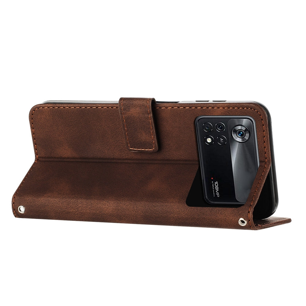Xiaomi Poco X4 Pro 5G Dream Triangle Leather Wallet Phone Case with Lanyard, Card Slot, Cash Compartment, Foldable Kickstand, Shockproof PU TPU Protective Cover