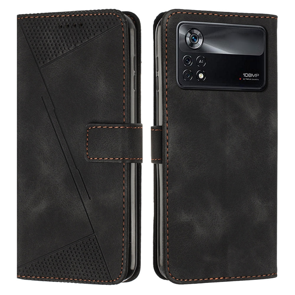 Xiaomi Poco X4 Pro 5G Dream Triangle Leather Wallet Phone Case with Lanyard, Card Slot, Cash Compartment, Foldable Kickstand, Shockproof PU TPU Protective Cover