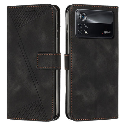 Xiaomi Poco X4 Pro 5G Dream Triangle Leather Wallet Phone Case with Lanyard, Card Slot, Cash Compartment, Foldable Kickstand, Shockproof PU TPU Protective Cover