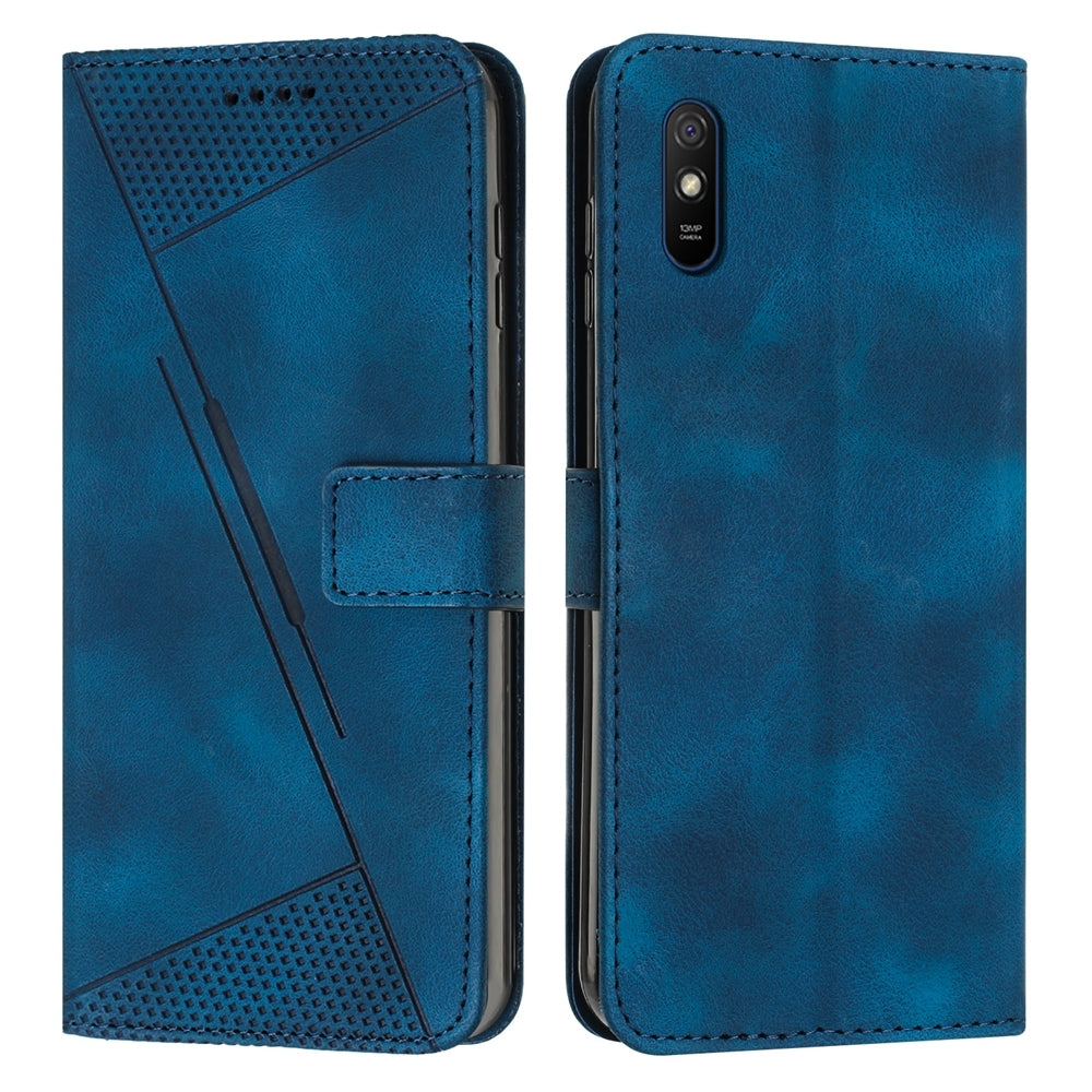 Xiaomi Redmi 9A Dream Triangle Leather Wallet Phone Case with Lanyard, Card Slot, Cash Compartment, Foldable Kickstand, Shockproof PU TPU Protective Cover