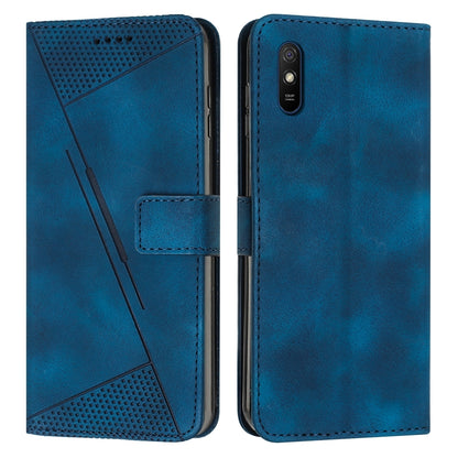 Xiaomi Redmi 9A Dream Triangle Leather Wallet Phone Case with Lanyard, Card Slot, Cash Compartment, Foldable Kickstand, Shockproof PU TPU Protective Cover