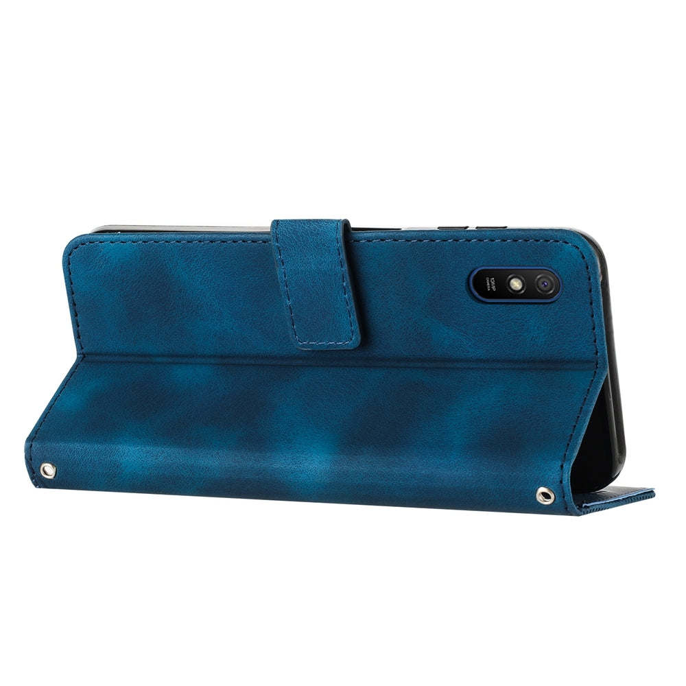 Xiaomi Redmi 9A Dream Triangle Leather Wallet Phone Case with Lanyard, Card Slot, Cash Compartment, Foldable Kickstand, Shockproof PU TPU Protective Cover