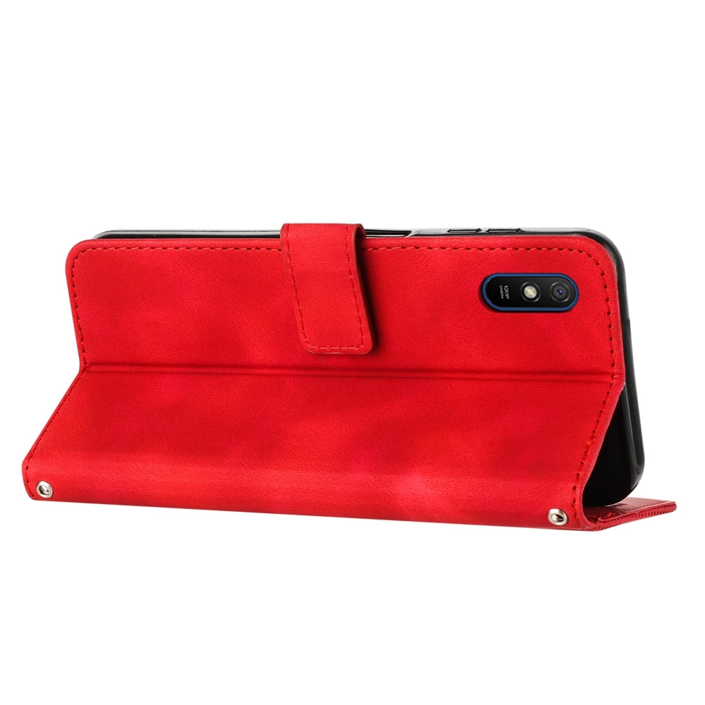 Xiaomi Redmi 9A Dream Triangle Leather Wallet Phone Case with Lanyard, Card Slot, Cash Compartment, Foldable Kickstand, Shockproof PU TPU Protective Cover