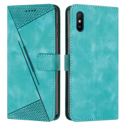 Xiaomi Redmi 9A Dream Triangle Leather Wallet Phone Case with Lanyard, Card Slot, Cash Compartment, Foldable Kickstand, Shockproof PU TPU Protective Cover