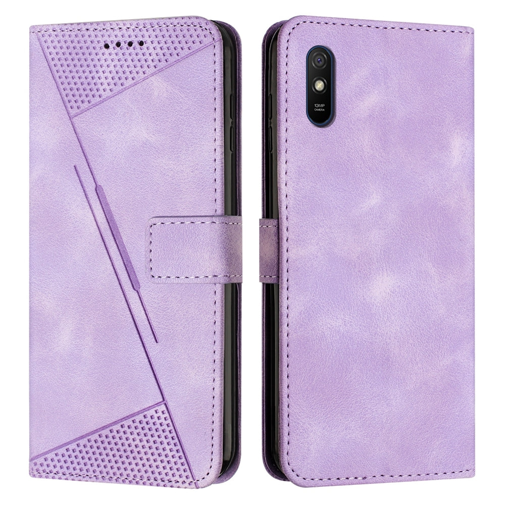 Xiaomi Redmi 9A Dream Triangle Leather Wallet Phone Case with Lanyard, Card Slot, Cash Compartment, Foldable Kickstand, Shockproof PU TPU Protective Cover