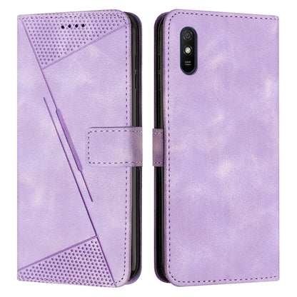 Xiaomi Redmi 9A Dream Triangle Leather Wallet Phone Case with Lanyard, Card Slot, Cash Compartment, Foldable Kickstand, Shockproof PU TPU Protective Cover