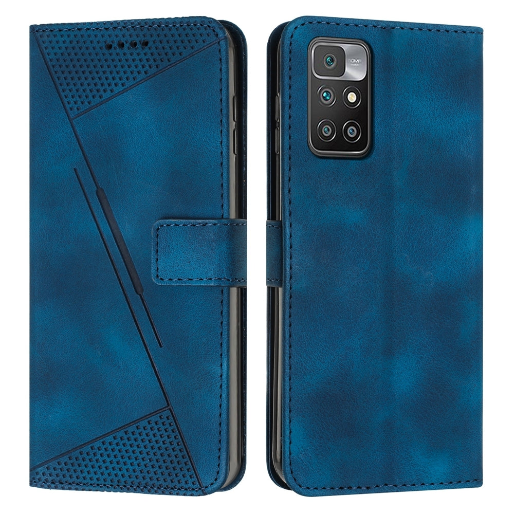 Xiaomi Redmi 10 Prime Dream Triangle Leather Wallet Phone Case with Lanyard, Card Slot, Cash Compartment, Foldable Kickstand, Shockproof PU TPU Protective Cover