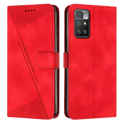Xiaomi Redmi 10 Prime Dream Triangle Leather Wallet Phone Case with Lanyard, Card Slot, Cash Compartment, Foldable Kickstand, Shockproof PU TPU Protective Cover