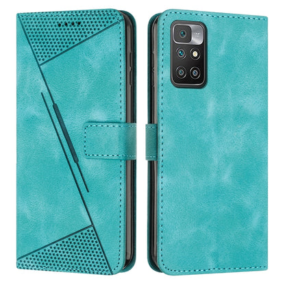 Xiaomi Redmi 10 Dream Triangle Leather Wallet Phone Case with Lanyard, Card Slot, Cash Compartment, Foldable Kickstand, Shockproof PU TPU Protective Cover