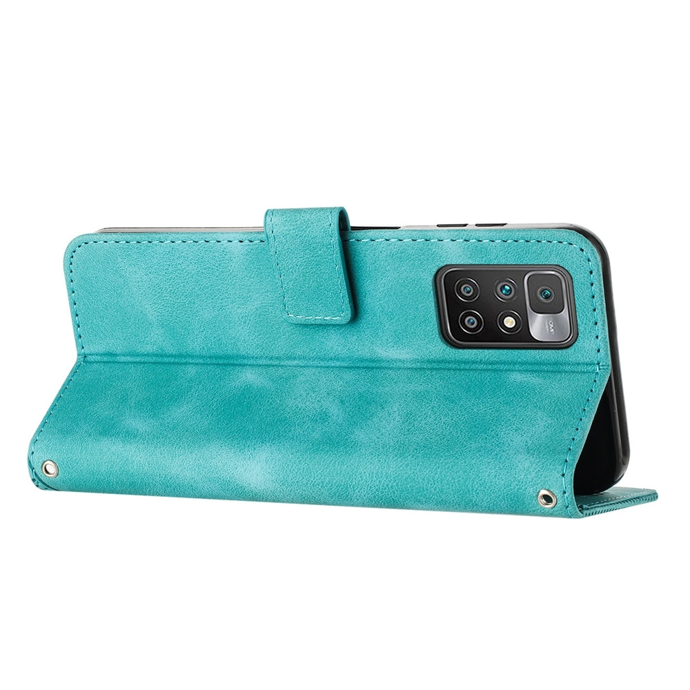 Xiaomi Redmi 10 Prime Dream Triangle Leather Wallet Phone Case with Lanyard, Card Slot, Cash Compartment, Foldable Kickstand, Shockproof PU TPU Protective Cover