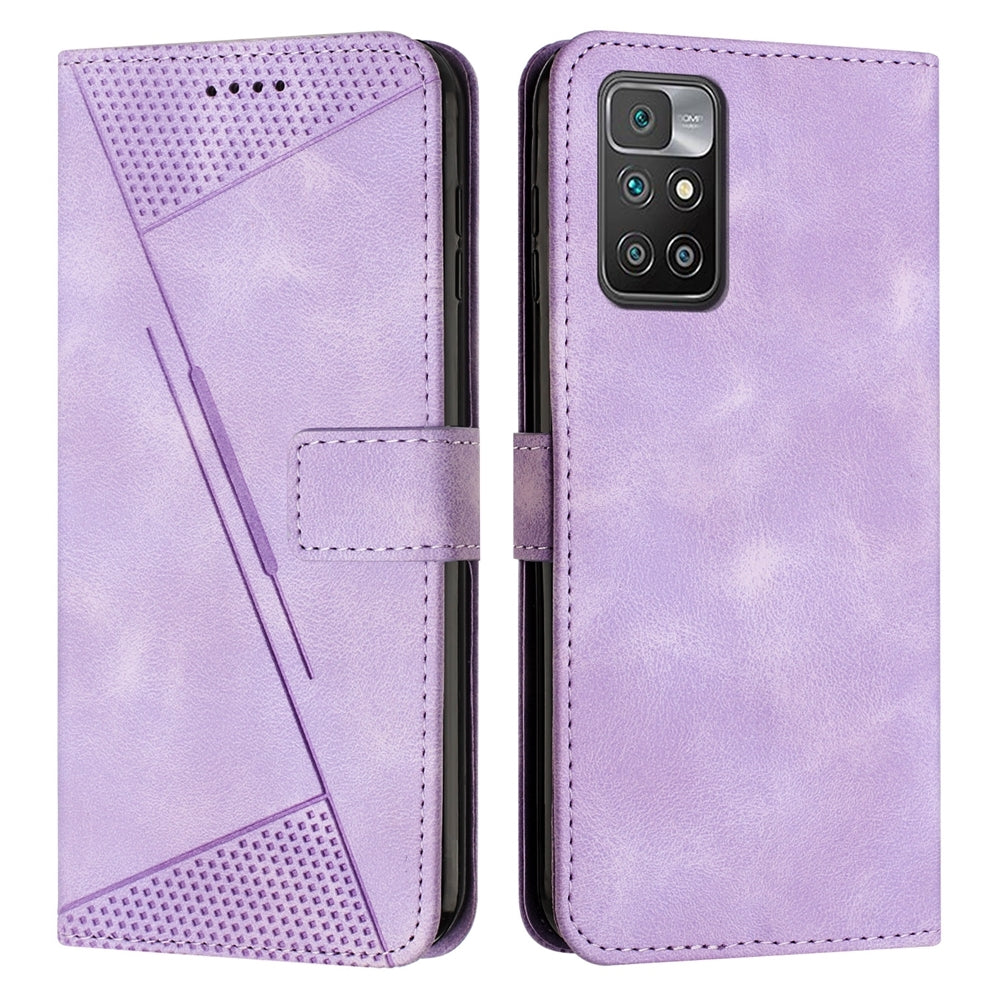 Xiaomi Redmi 10 Dream Triangle Leather Wallet Phone Case with Lanyard, Card Slot, Cash Compartment, Foldable Kickstand, Shockproof PU TPU Protective Cover
