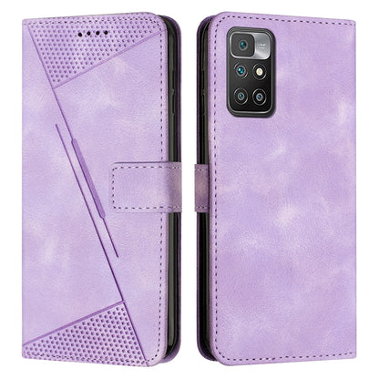 Xiaomi Redmi 10 Dream Triangle Leather Wallet Phone Case with Lanyard, Card Slot, Cash Compartment, Foldable Kickstand, Shockproof PU TPU Protective Cover