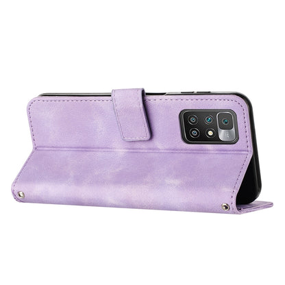Xiaomi Redmi 10 Prime Dream Triangle Leather Wallet Phone Case with Lanyard, Card Slot, Cash Compartment, Foldable Kickstand, Shockproof PU TPU Protective Cover