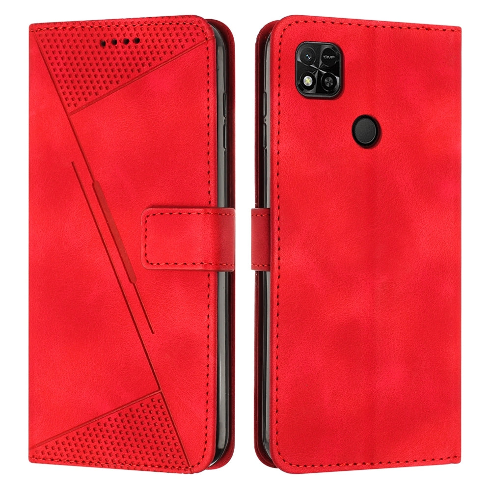Xiaomi Redmi 10A Dream Triangle Leather Wallet Phone Case with Lanyard, Card Slot, Cash Compartment, Foldable Kickstand, Shockproof PU TPU Protective Cover