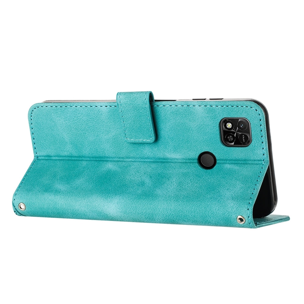 Xiaomi Redmi 10A Dream Triangle Leather Wallet Phone Case with Lanyard, Card Slot, Cash Compartment, Foldable Kickstand, Shockproof PU TPU Protective Cover