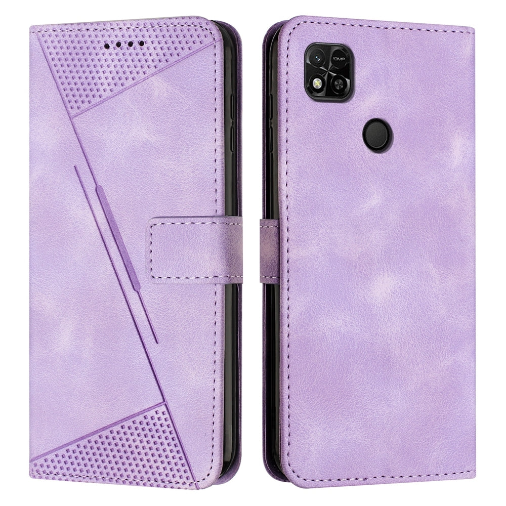 Xiaomi Redmi 10A Dream Triangle Leather Wallet Phone Case with Lanyard, Card Slot, Cash Compartment, Foldable Kickstand, Shockproof PU TPU Protective Cover