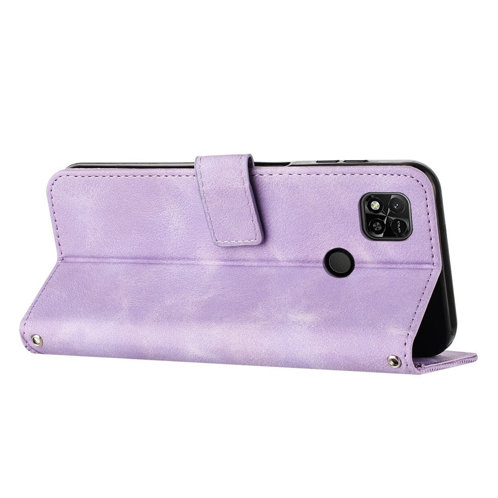 Xiaomi Redmi 9C Dream Triangle Leather Wallet Phone Case with Lanyard, Card Slot, Cash Compartment, Foldable Kickstand, Shockproof PU TPU Protective Cover