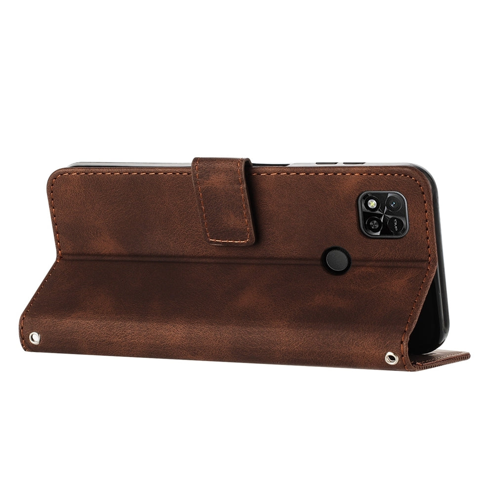 Xiaomi Redmi 9C Dream Triangle Leather Wallet Phone Case with Lanyard, Card Slot, Cash Compartment, Foldable Kickstand, Shockproof PU TPU Protective Cover