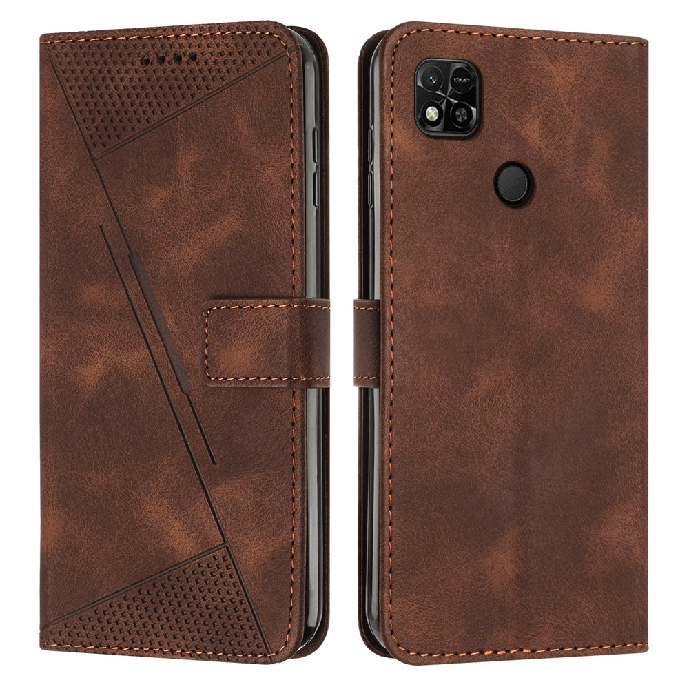 Xiaomi Redmi 9C Dream Triangle Leather Wallet Phone Case with Lanyard, Card Slot, Cash Compartment, Foldable Kickstand, Shockproof PU TPU Protective Cover