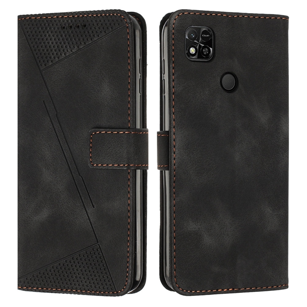 Xiaomi Redmi 10A Dream Triangle Leather Wallet Phone Case with Lanyard, Card Slot, Cash Compartment, Foldable Kickstand, Shockproof PU TPU Protective Cover