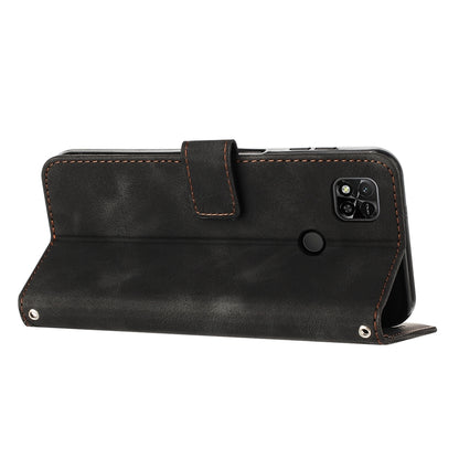 Xiaomi Redmi 10A Dream Triangle Leather Wallet Phone Case with Lanyard, Card Slot, Cash Compartment, Foldable Kickstand, Shockproof PU TPU Protective Cover