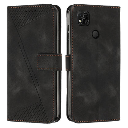 Xiaomi Redmi 9C Dream Triangle Leather Wallet Phone Case with Lanyard, Card Slot, Cash Compartment, Foldable Kickstand, Shockproof PU TPU Protective Cover