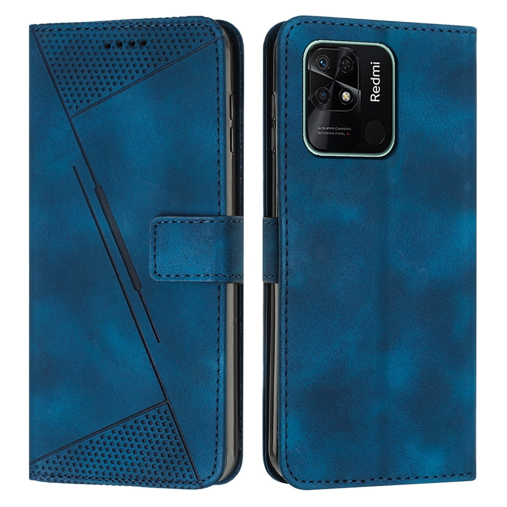 Xiaomi Redmi 10C Dream Triangle Leather Wallet Phone Case with Lanyard, Card Slot, Cash Compartment, Foldable Kickstand, Shockproof PU TPU Protective Cover