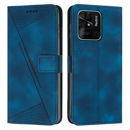 Xiaomi Redmi 10C Dream Triangle Leather Wallet Phone Case with Lanyard, Card Slot, Cash Compartment, Foldable Kickstand, Shockproof PU TPU Protective Cover