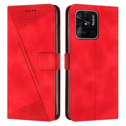 Xiaomi Redmi 10C Dream Triangle Leather Wallet Phone Case with Lanyard, Card Slot, Cash Compartment, Foldable Kickstand, Shockproof PU TPU Protective Cover