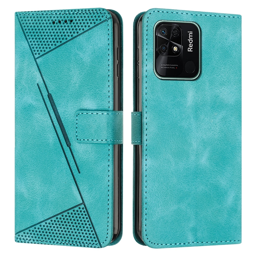 Xiaomi Redmi 10C Dream Triangle Leather Wallet Phone Case with Lanyard, Card Slot, Cash Compartment, Foldable Kickstand, Shockproof PU TPU Protective Cover