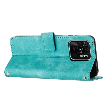 Xiaomi Redmi 10C Dream Triangle Leather Wallet Phone Case with Lanyard, Card Slot, Cash Compartment, Foldable Kickstand, Shockproof PU TPU Protective Cover