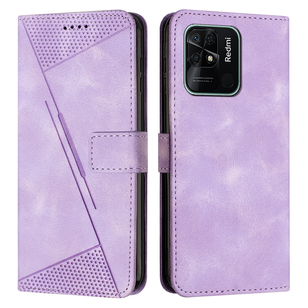 Xiaomi Redmi 10C Dream Triangle Leather Wallet Phone Case with Lanyard, Card Slot, Cash Compartment, Foldable Kickstand, Shockproof PU TPU Protective Cover