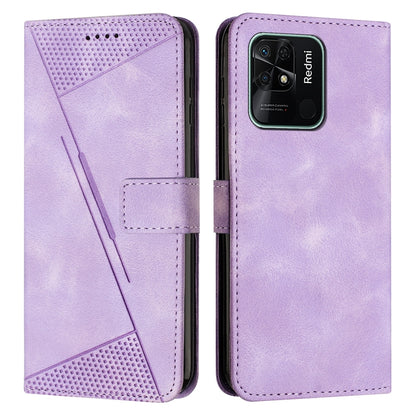 Xiaomi Redmi 10C Dream Triangle Leather Wallet Phone Case with Lanyard, Card Slot, Cash Compartment, Foldable Kickstand, Shockproof PU TPU Protective Cover