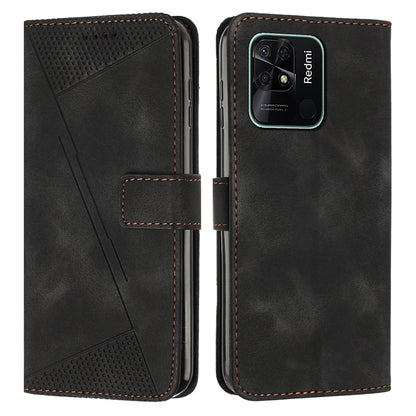 Xiaomi Redmi 10C Dream Triangle Leather Wallet Phone Case with Lanyard, Card Slot, Cash Compartment, Foldable Kickstand, Shockproof PU TPU Protective Cover