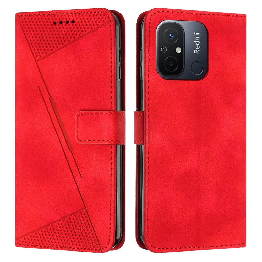 Xiaomi Redmi 12C Dream Triangle Leather Wallet Phone Case with Lanyard, Card Slot, Cash Compartment, Foldable Kickstand, Shockproof PU TPU Protective Cover