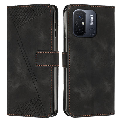 Xiaomi Redmi 12C Dream Triangle Leather Wallet Phone Case with Lanyard, Card Slot, Cash Compartment, Foldable Kickstand, Shockproof PU TPU Protective Cover