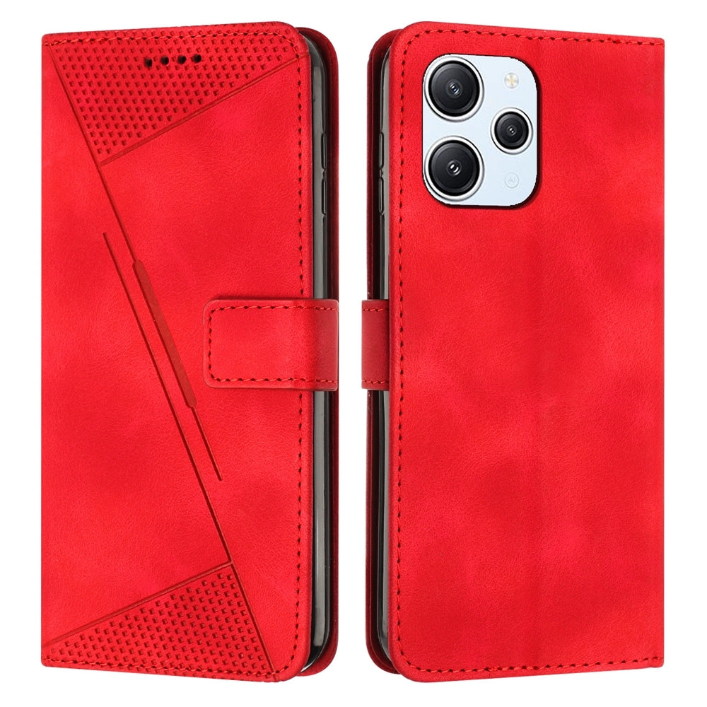 Xiaomi Redmi 12 4G Dream Triangle Leather Wallet Phone Case with Lanyard, Card Slot, Cash Compartment, Foldable Kickstand, Shockproof PU TPU Protective Cover