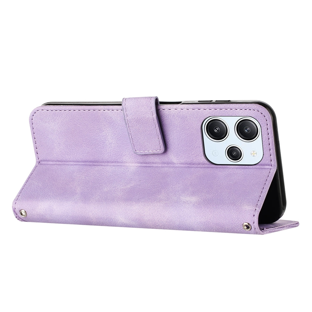 Xiaomi Redmi 12 4G Dream Triangle Leather Wallet Phone Case with Lanyard, Card Slot, Cash Compartment, Foldable Kickstand, Shockproof PU TPU Protective Cover
